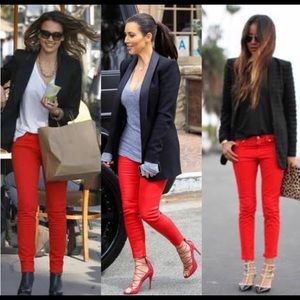 KUT From The Kloth Red Skinny Crop Jeans, Size 12